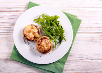 Ham and cheese stuffed mushrooms