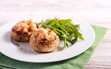 Ham and cheese stuffed mushrooms