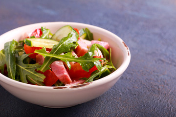 Ham, tomato, cucumber and rocket salad