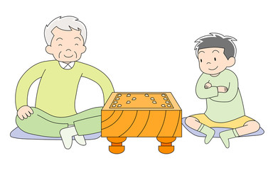 おじいちゃんと孫_将棋