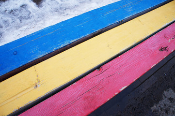 red, yellow and blue boards, colored elements