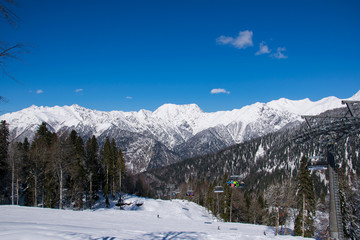 Fototapeta na wymiar Mountains covered with snow snowcaps landscape