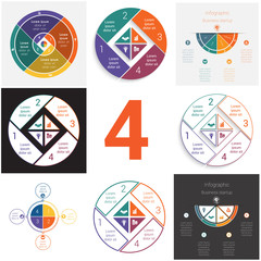 Set universal elements for templates Infographics cyclic conceptual processes 4 positions