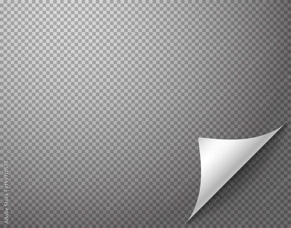 Poster bending paper corner element on transparent background