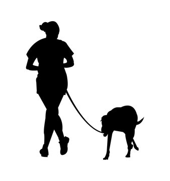 Girl Running With Her Dog