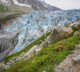 Front of a glacier in the Chamonix mountains