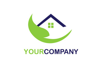 House logo green leaf design 