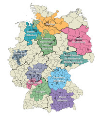 Germany metropolitan regions vector map