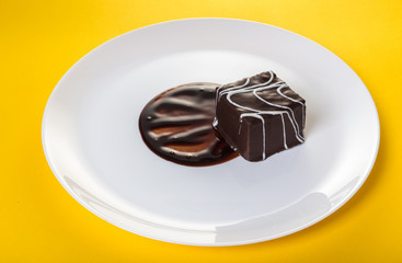 chocolate dessert cake in a plate