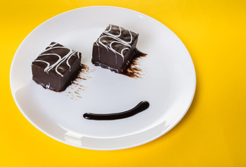 chocolate dessert cake in a plate