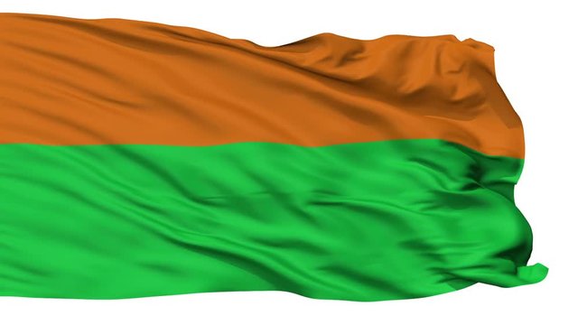 Torva flag, city of Estonia, realistic animation isolated on white seamless loop - 10 seconds long (alpha channel is included)