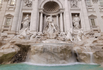 Frontal view of the Trevi Fountain in Rome. Italy © marinzolich