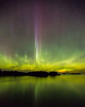 Northern Lights Over Lake Superior Near Copper Harbor, Michigan