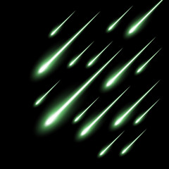 Meteor rain background, green color