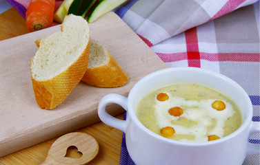 Squash Zucchini Potatoes and Carrot cream soup