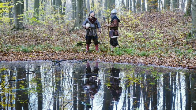 Cinemagraph - Medieval Vikings reflected in water.