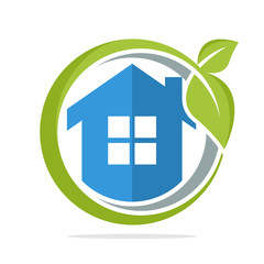 the icon of circle shape logo with the concept of environmentally friendly home energy management	
