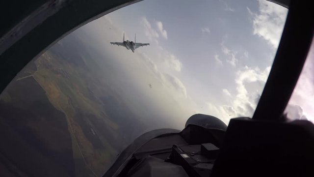 Russian army fighter Su-30 ( Flanker-C) flying