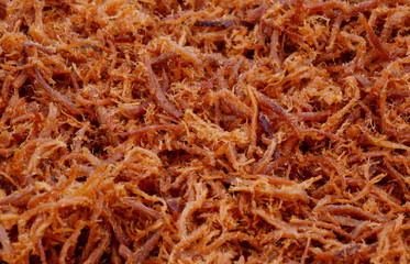 Dried shredded pork with full frame.
Preservation dried Pork menu with sugar