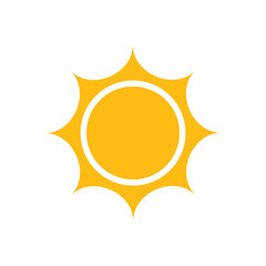Sun vector icon. Summer sunshine illustration on white isolated background. Sun sunlight concept.