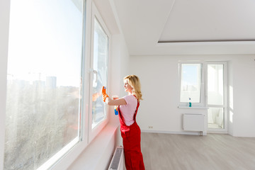 Women cleaning a window