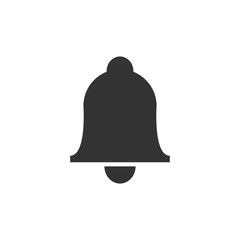 Bell vector icon in flat style. Alarm bell illustration on white isolated background. Handbell sign concept.