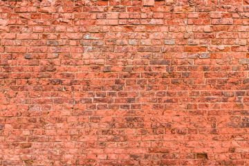 brick wall made of old red brick