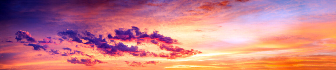 Naklejka na ściany i meble landscape with sky, clouds and sunrise a panoramic view