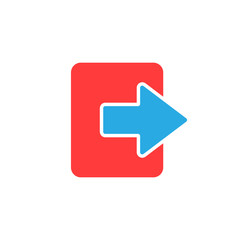 Entrance door in flat style. Exit doors illustration on white isolated background. Doorway entrance concept.