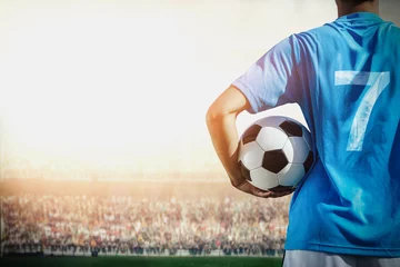 Fotobehang soccer football player no 7 blue team in the stadium © pixfly