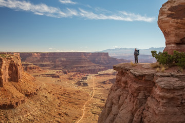 Hiker in Canyonlands National park in Utah, USA