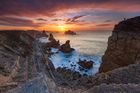 Sunset at Liencres, at Costa Quebrada in Cantabria