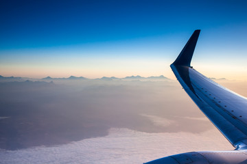 Flying over Caucasus mountains