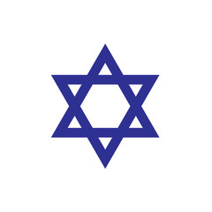 Israeli blue star icon, star of David symbol, David's star logo isolated, transparent, Jewish Holiday sign, Israel Independence Day label vector t-shirt print Jerusalem design.