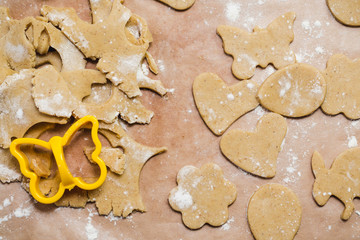 The process of making ginger biscuits, gingerbread