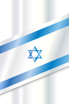 Israeli flag banner blue star icon, star of David symbol. Flag Israel national day poster, logo isolated. Jewish Holiday sign, Israel Independence Day vector t-shirt print Jerusalem design