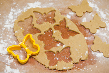 The process of making ginger biscuits, gingerbread