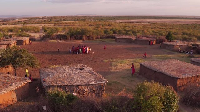 Aerial shot of a Maasai settlement