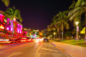 Naklejka premium Midnight on Ocean Drive long exposure image