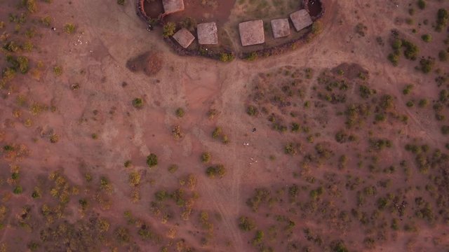 Aerial of a Maasai settlement
