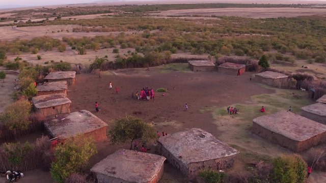 Aerial shot of a Maasai village