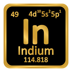 Periodic table element indium icon.