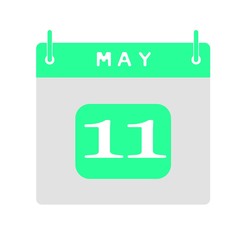 Calendar flat icon 11th of May. Vector illustration.