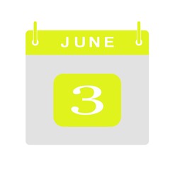 Calendar flat icon 3rd of June. Vector illustration.