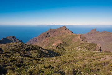 landscape of Masca canyon, famous touristic hikking point in Tenerife, canary islands, Spain.