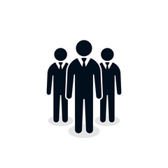 Crowd of businessmen people icon. Three man vector isolated flat symbol
