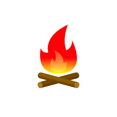 Campfire color icon, vector flame symbol isolated on white