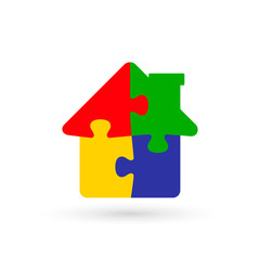 House Puzzle color icon. Vector isolated illustration. Front view