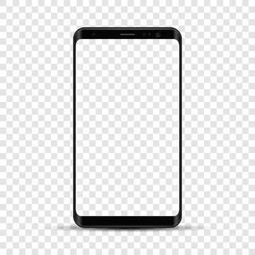 Realistic smartphone isolated illustration. Mobile phone mockup with blank screen. Vector