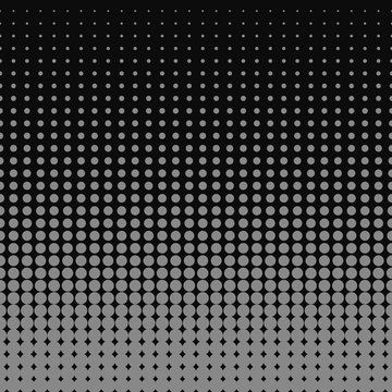 Pop art Halftone Seamless background. Halftone grey dots on dark background